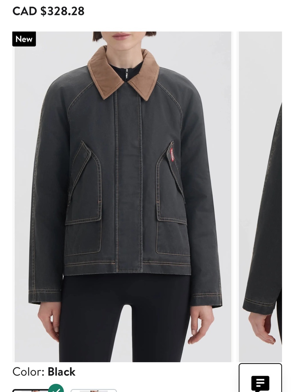 Black Contrast-Collar Jacket